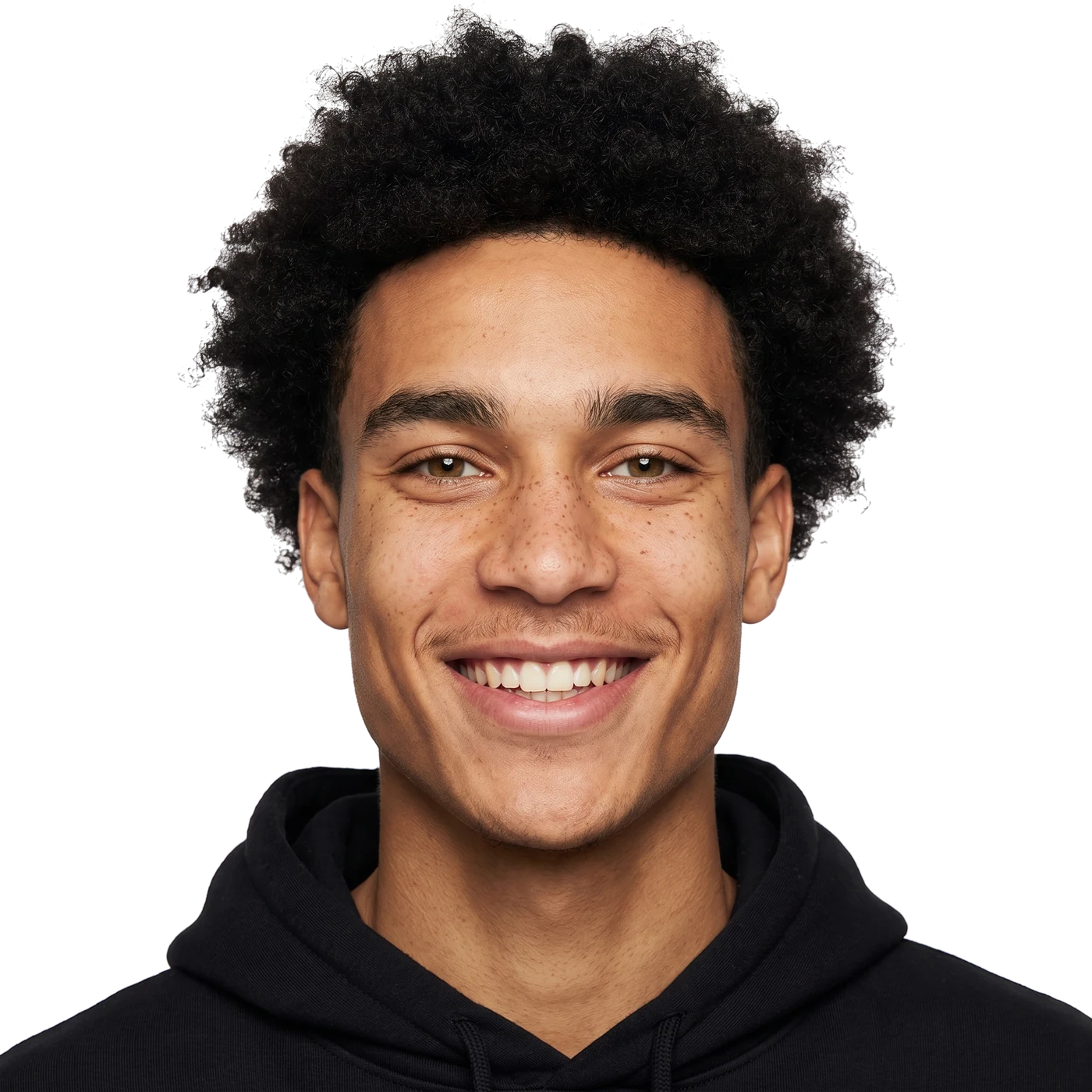 Levone Spark smiling, in a black hoodie